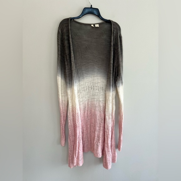 Anthropologie Sweaters - Anthropologie Moth Tonal Tides Ombré Open Knit Cardigan Dress, Pink/Grey, L
